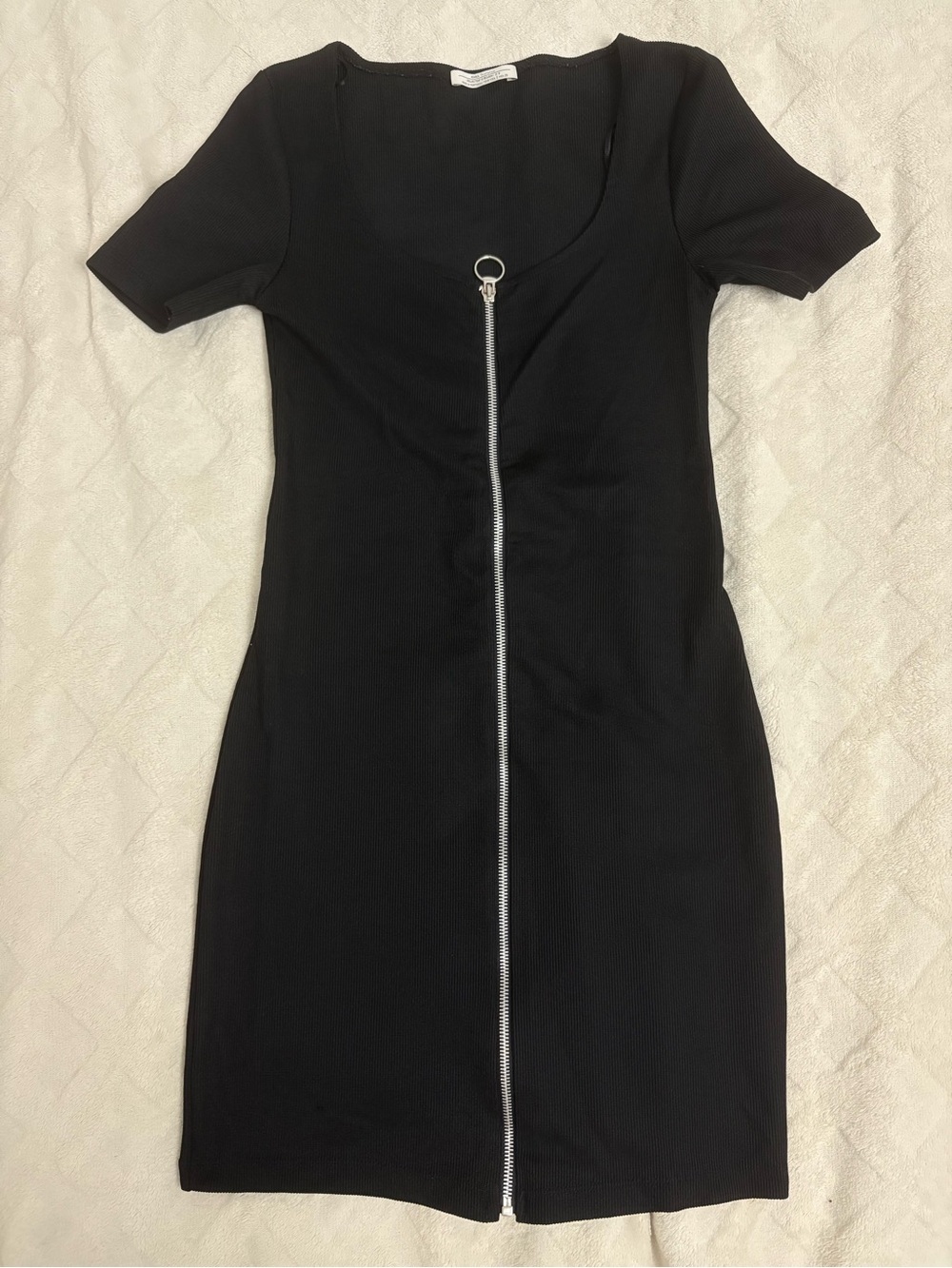 Zara Black Mini Dress with Front Silver Zip